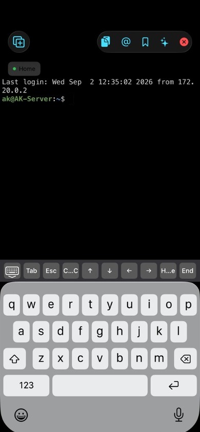 TermCue terminal session on iPhone